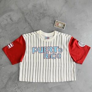 Bad Bunny (Benito) Puerto Rico - Striped Crop Top Red & White